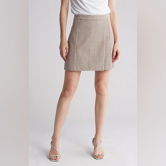 Theory Pin Dot A Line Creme Mini Skirt Size 0 - Picture 1 of 8
